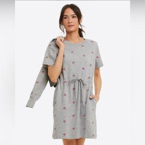 Never worn! Draper James Short Sleeve Sweatshirt Dress with Embroidered Flowers